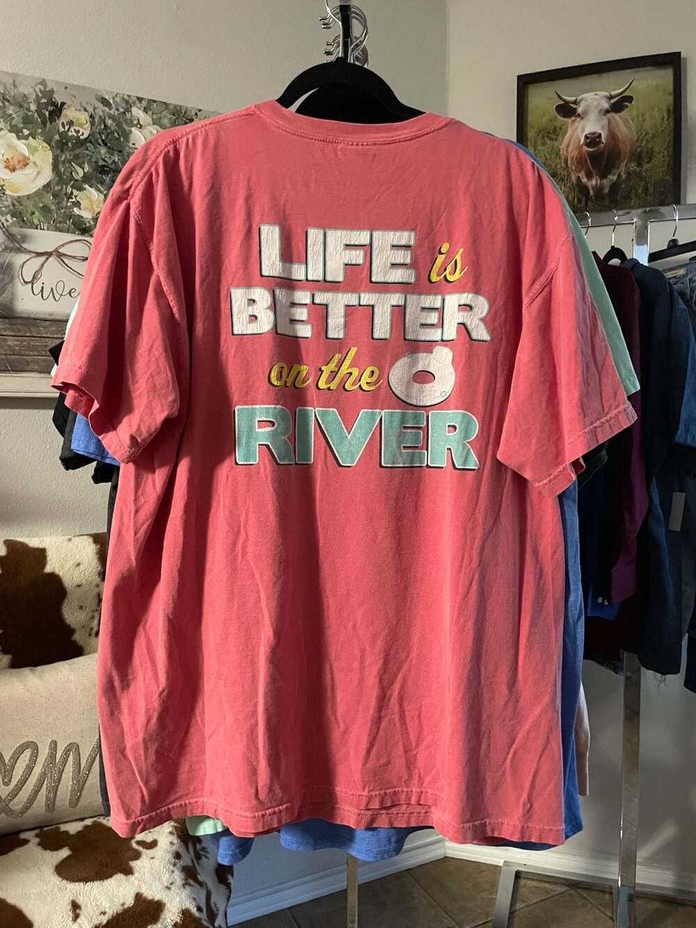 Life is Better at the River Shirt, Retro Comfort Colors River Shirt, Oversized S